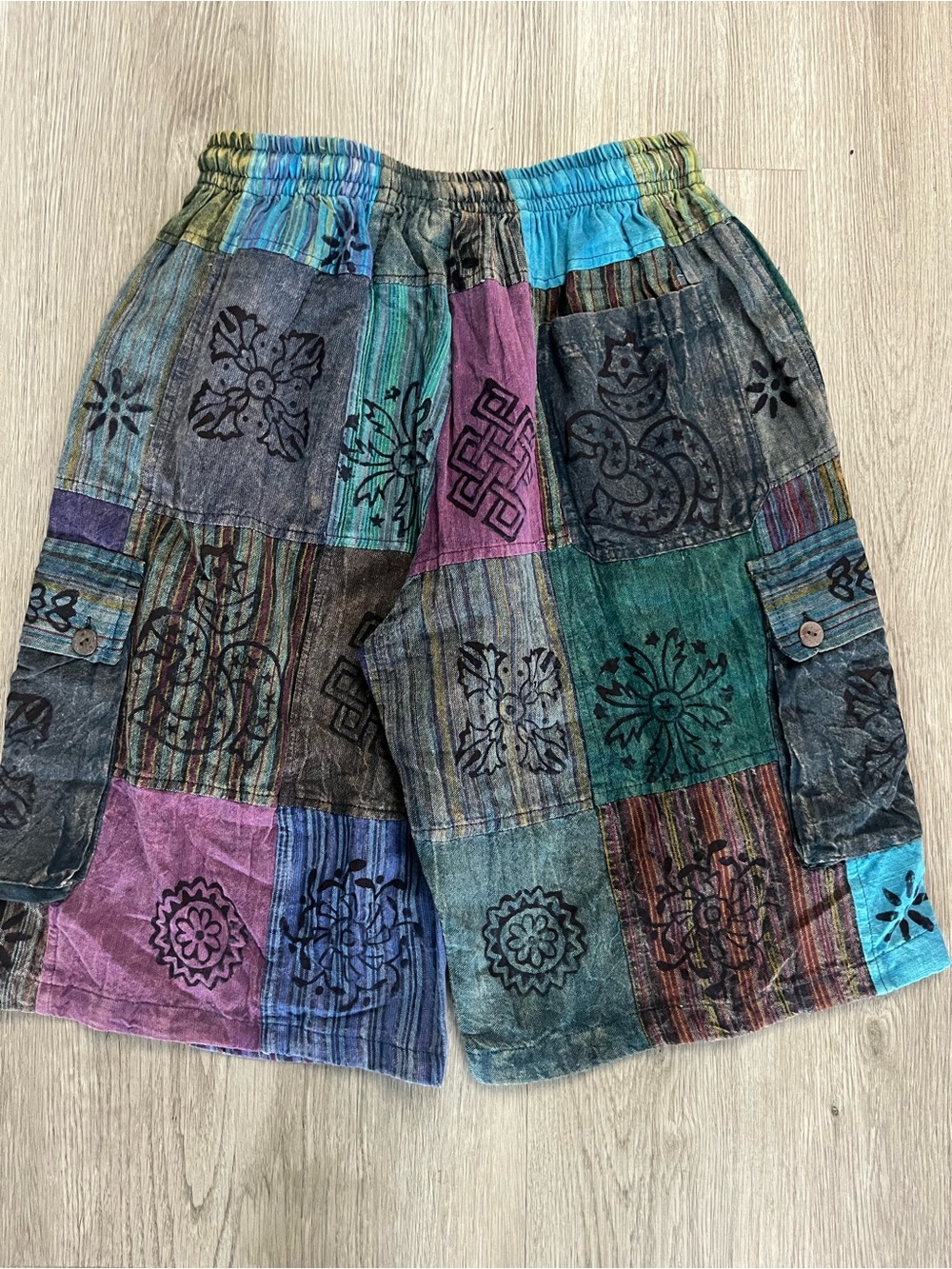 🔥293–NWT Men's Multicolor Patchwork Cargo Shorts - Unbranded - Picture 5 of 5